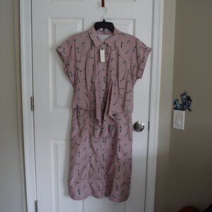 Anthropologie Red Striped "Diver" Buttoned Dress, Size 14